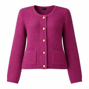 Talbots Plus Fuchsia Kate Cardigan Lady Jacket Gold Crest Buttons Size X New